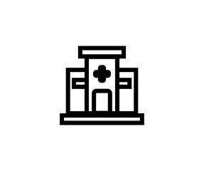 Hospital line icon. Hospital building icon. Health care building exterior vector design and illustration.
