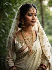 Ethereal Elegance - A Bangladeshi Bride Amidst Nature's Tranquility