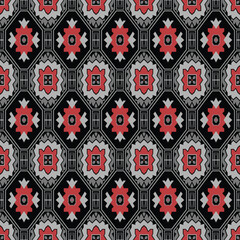 Japanese Flower Mosaic Vector Seamless Pattern
