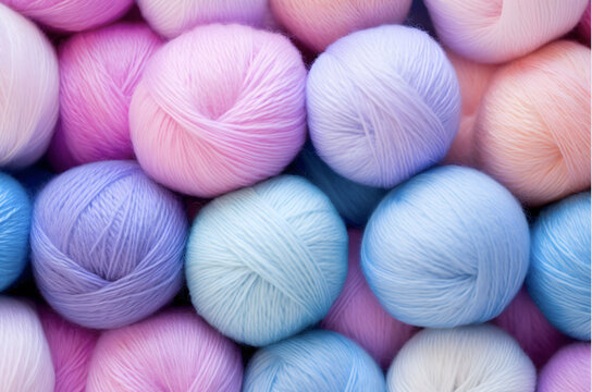 Multi-color balls of wool in a colorful background