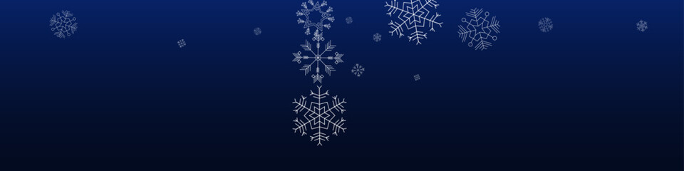 White Snowfall Vector Blue Panoramic Background.