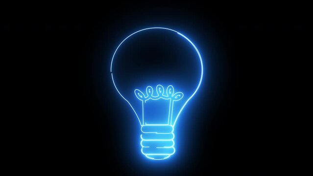 animated light bulb logo with glowing neon lines