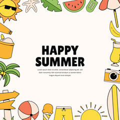 Hand Drawn Doodle Summer Background