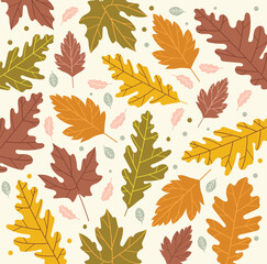 Isolated autumn leaves pattern. Floral doodle vector illustration.