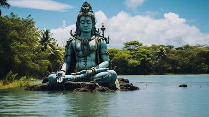 Fototapeta na wymiar Giant Shiva Statue in Mauritius located at Grand Bas