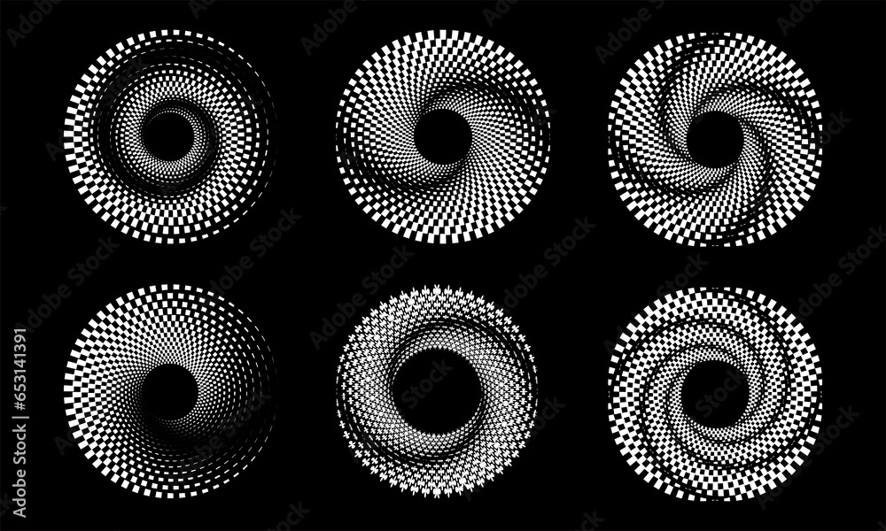 Wall mural Design spiral dots backdrop. Abstract monochrome background. Vector-art illustration. No gradient, Trendy design element for frame, round logo, sign, symbol, web, prints, posters, template, pattern