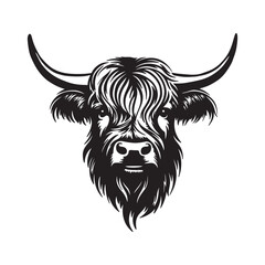Fototapeta premium Highland cow detailed silhouette hand drawn vector 