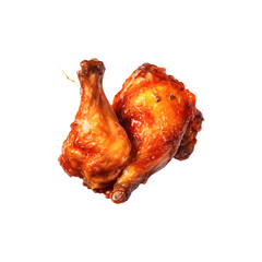 Fried chicken leg pieces isolated on transparent background