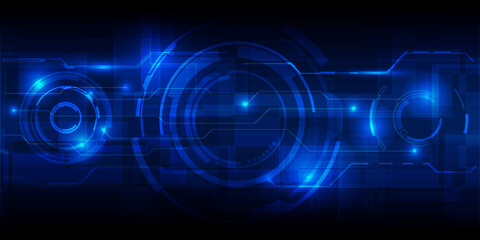 Fototapeta premium Vector illustration of abstract digital high technology background with high end of HUD interface.Futuristic technology concepts.