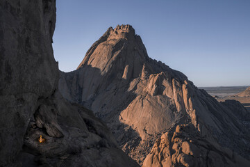 fire in a cave in spitzkoppe namibia