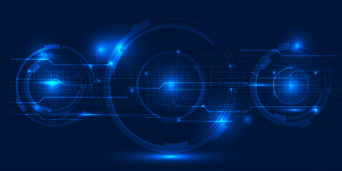 Vector illustration of abstract digital high technology background with high end of HUD interface.Futuristic technology concepts.