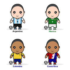 VECTOR DESIGN OF CHILDREN WEARING NATIONAL JERSEY FOOTBALL TEAM