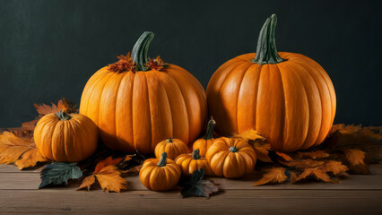 Pumpkin on Wooden Table: Autumn's Rustic Elegance Background