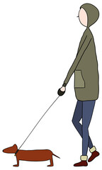 Fototapeta na wymiar Person walking the dog. Abstract digital illustration.
