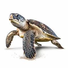 Foto op Canvas Kemps riley sea turtle isolated on white background © Ghazanfar