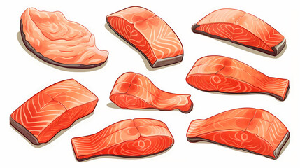 Hand drawn cartoon fresh salmon illustration
