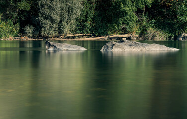 Epic stream with huge rock in it.
