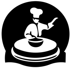 Silhouette vector illustration of a chef, logo of a cook, cooking food