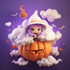 Naklejka premium Happy halloween, kids will enjoy the halloween festival, the ghosts will come out on the halloween festival.Generative Ai