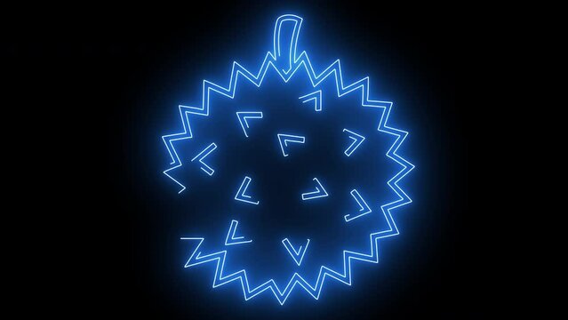 animated durian logo with glowing neon lines