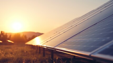 Fototapeta premium solar panels park, green energy concept.