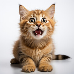 Funny kitten on a white background, Generative AI