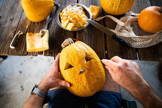 halloween pumpkins ready for carving