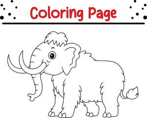 Happy elephant animal coloring page for kids. Black and white vector illustration for coloring book.