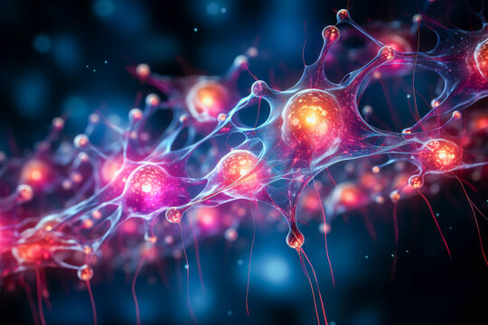 Neural cell neurons connecting the brain Generative AI