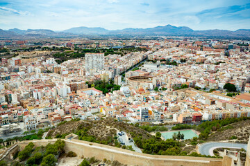 Alicante, Spain. View over the city from Santa Barbara Castle - obrazy, fototapety, plakaty