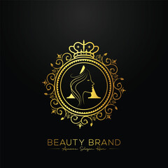 luxury A letter logo, beauty face design vector template