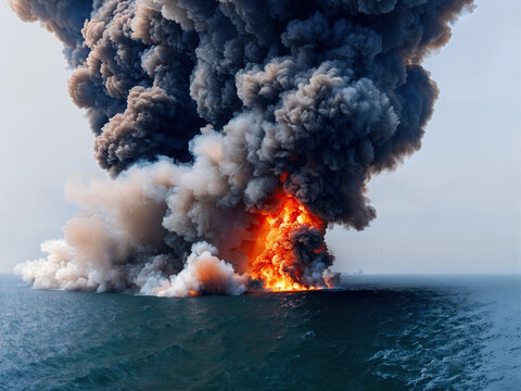 big explosion in the sea