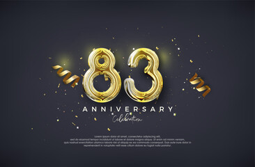 Fototapeta na wymiar 83rd Anniversary. With luxury glossy gold design. Premium vector for poster, banner, celebration greeting.