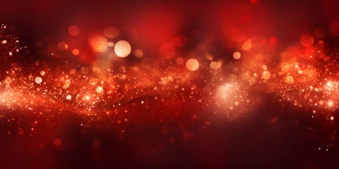 Fotobehang Abstract red shiny glitter Christmas background with copy space © TatjanaMeininger