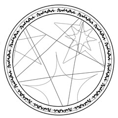模様と文字の入った魔法陣　黒