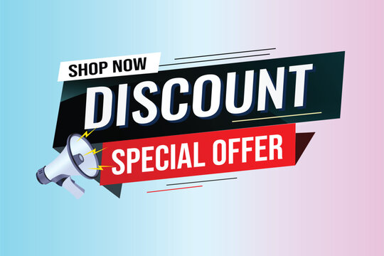 discount special offer word concept vector illustration with lines modern futuristic 3d style for landing page template web mobile app poster banner flyer background gift card coupon label wallpaper	
