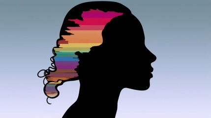 A minimalist image of a person's silhouette filled with colorful pieces, representing the beauty of diversity

