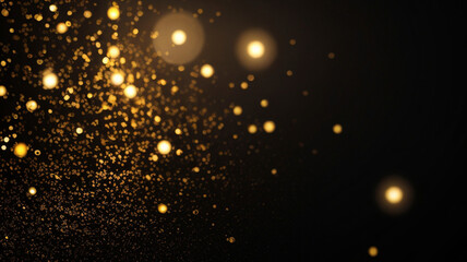 Fototapeta na wymiar Golden glittering bokeh on black background. 3d rendering.
