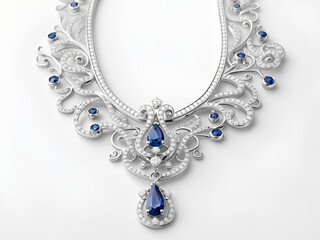 Silver necklace with sapphires.