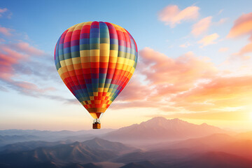 Fototapeta premium hot air balloon over sunset