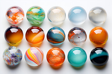 Assorted Colorful Marbles on White