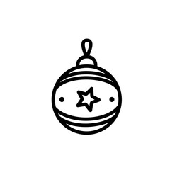 Fototapeta premium Vector illustration of a Christmas tree decoration with a star. Minimal icon in line style for Christmas Ornaments. Simple bauble design for new year celebration.