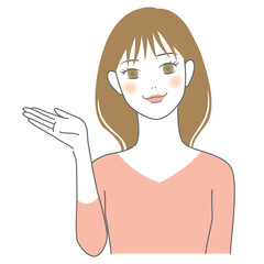 笑顔で案内する女性