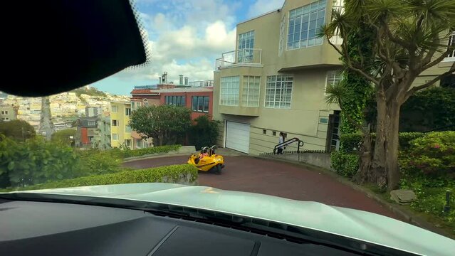 POV driving down famous Lombard Street San Francisco 