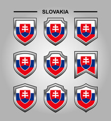 Obraz premium Slovakia National Emblems Flag with Luxury Shield