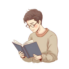 A student reads a book. Education.