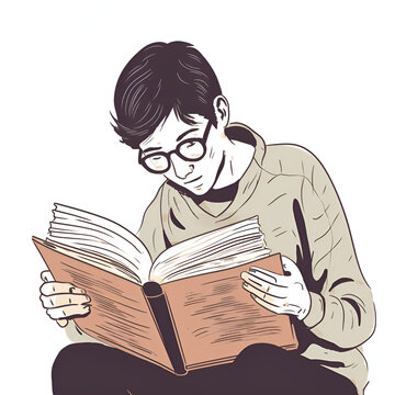 A young man with a book