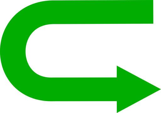 Green go back return arrow icon, simple vector u turn shape pointer flat design pictogram concept vector for app ads web banner button ui ux interface elements. Replaceable vector design.