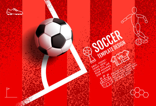 Fototapeta Soccer Template design , Football banner, Sport layout design, Red Theme, vector