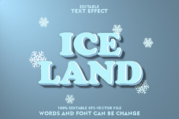 Fototapeta na wymiar ice land editable text effect emboss cartoon style